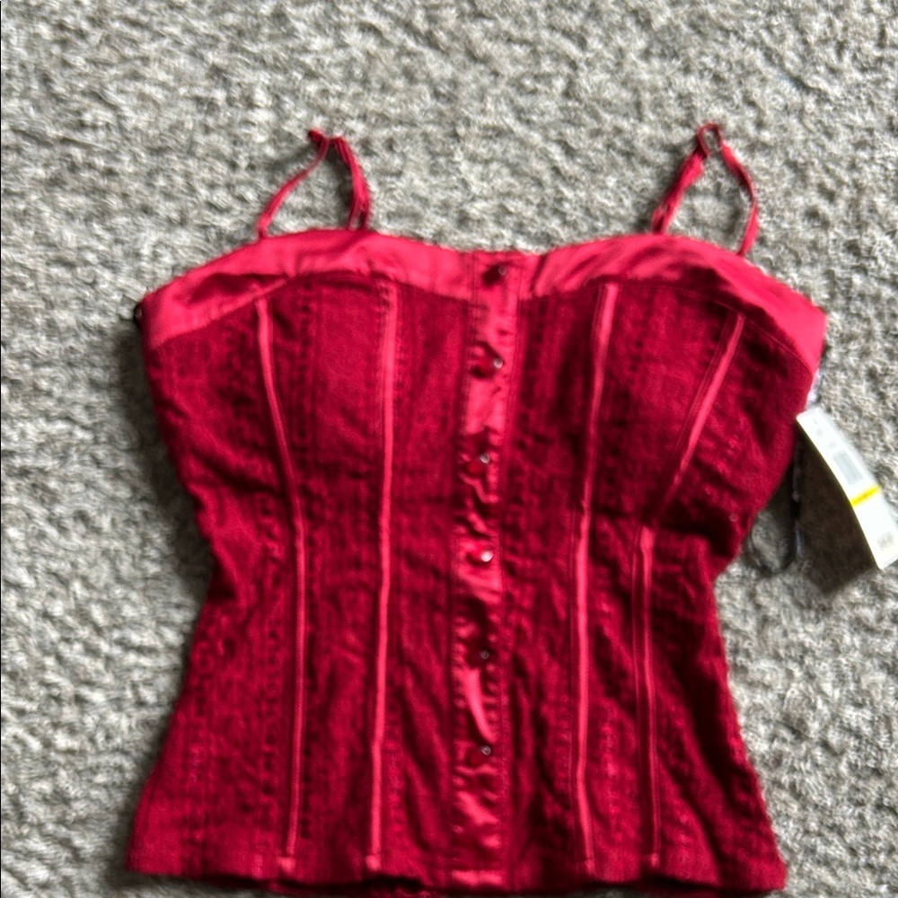 NEW Sequin Hearts Red Lace Satin Corset Top size M